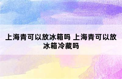 上海青可以放冰箱吗 上海青可以放冰箱冷藏吗